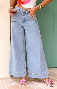 Back To School Outfits: Khali Light Wash Denim Wide Leg Jeans
