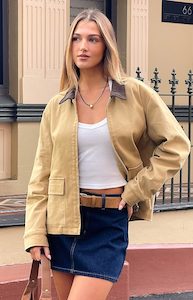 Back To School Outfits: Jemma Cream Contrast Canvas Jacket
