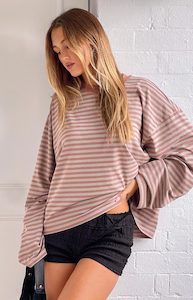 Back To School Outfits: Lioness Bloom Muted Pastels Stripe Long Sleeve Top