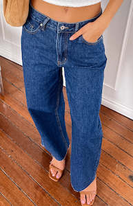 Back To School Outfits: She's Yours Dark Wash Denim Wide Leg Boyfriend Jeans