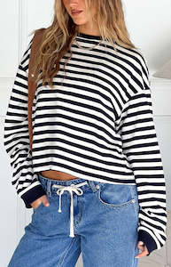 So Breezy Navy Stripe Long Sleeve Top