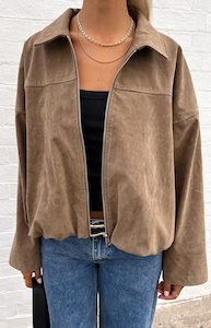 Back In Stock Styles: River Brown Suede Bubble Hem Bomber Jacket