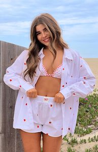 Casual Outfits: Brad White Strawberry Embroidered Boxer Shorts