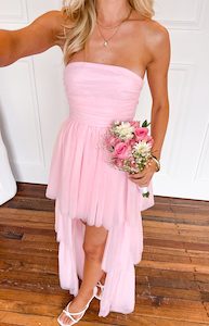Bridesmaid Dresses: Avery Pink High-Low Maxi Dress