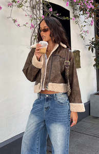 Jackets Coats: Cloud Brown Aviator Jacket