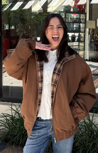 Puffer Jackets: All I Wanted Brown Plaid Puffer Jacket