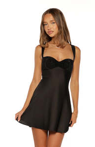Back In Stock Dresses: Jazzy Black Contrast Rhinestone Mini Dress