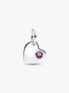 Products: February Engravable Heart Purple Stone Dangle Charm