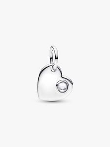 Products: Pandora April Engravable Heart Clear Stone Dangle Charm