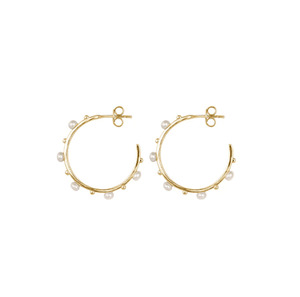 Bianc Bracelets Beija Flor: Bianc FWP Beaded Hoop Earrings Gold Plated