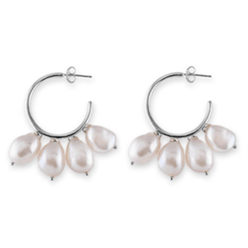 Bianc Bracelets Beija Flor: Bianc FWP Hoop Earring Silver