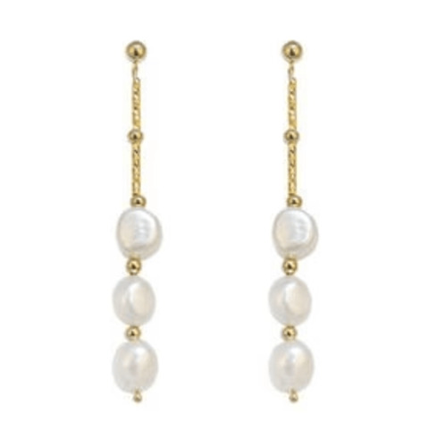 Bianc Ripple Beaded Drop Earrings Gold Plated