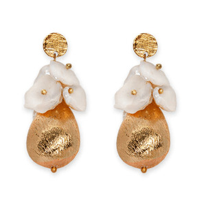 Bianc Bracelets Beija Flor: Bianc Valentina Gold Drop w/ FWP Earrings