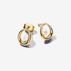 Pandora Organically Shaped Oval & Treated Freshwater Cultured Pearl Stud Ear&hellip;
