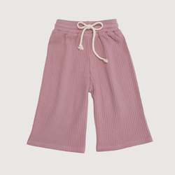 Wide Ribbed Basics: Wide Ribbed Crop Leg Pant - Mauve