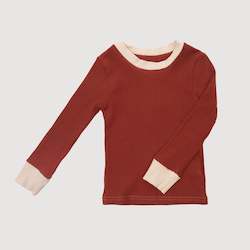 Tops: Cuffed Long Sleeve Top - Rust