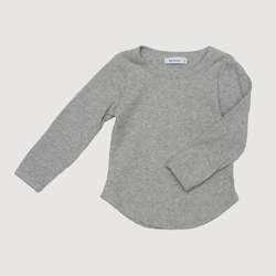 Tops: Ribbed Long Sleeve Top - Grey Marle
