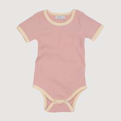 Signature Ribbed Essentials: Retro Ringer Ribbed Bodysuit - Musk Pink