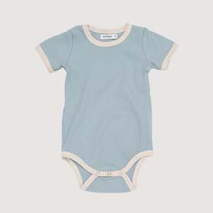 Signature Ribbed Essentials: NEW COLOUR Retro Ringer Ribbed Bodysuit - Duck Egg Blue