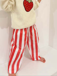 New Arrivals: Tomato Red Wide Stripe Cotton Pants