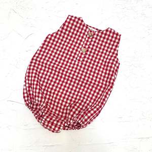 Gingham Rompers: Gingham Bubble Romper - Red