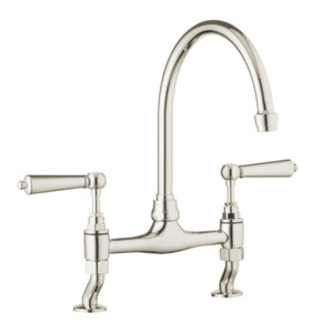 Traditional Kitchen Bridge Mixer Tap - Metal Levers