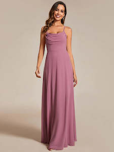 Bridesmaids Dress: Nadene Draped Collar Floor Length Dress