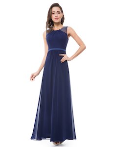 Blue Bridesmaids Dresses: Women's Elegant Sleeveless Long Evening Dress