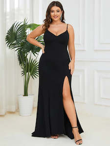 Black Bridesmaids Dresses: Zoe Sexy Fishtail Deep V Neck Evening Dress