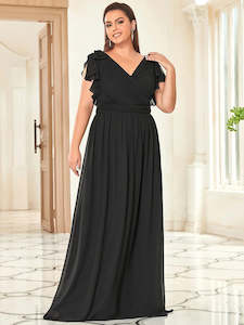 Black Bridesmaids Dresses: Jasmine Ruffle Sleeve Bridesmaids Dress