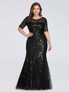 Black Bridesmaids Dresses: Lisa Sequin Fishtail Tulle Ball/Evening Dress