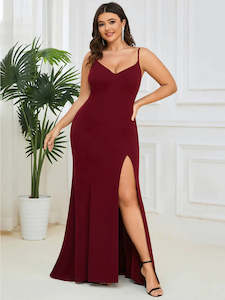 Red Bridesmaids Dresses: Zoe Sexy Fishtail Deep V Neck Evening Dress