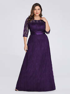 Purple Bridesmaids Dresses: Round Neck Lace Bridesmaids Dress
