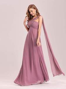 Purple Bridesmaids Dresses: Serenity One Shoulder Chiffon Ruffle Bridesmaids Dress