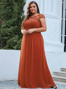 Orange Bridesmaids Dresses: Shirley Lacey Neckline Bridesmaids Dress