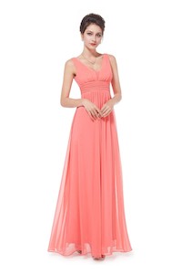 Orange Bridesmaids Dresses: Molly Elegant Deep V Neck Bridesmaids Dress