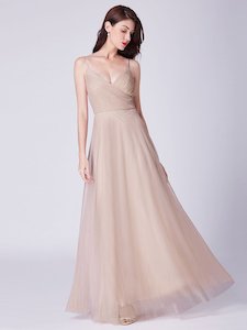 Blush Bridesmaids Dresses: Spaghetti Strap Chiffon Bridesmaid Dress