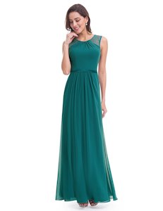 Teal Bridesmaids Dresses: Women's Elegant Sleeveless Long Dress
