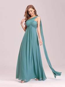 Teal Bridesmaids Dresses: Serenity One Shoulder Chiffon Ruffle Bridesmaids Dress