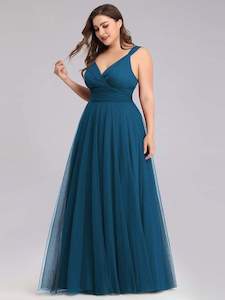 Teal Bridesmaids Dresses: Nikki Sleeveless Tulle Bridesmaid Dress
