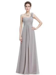 Grey Bridesmaids Dresses: Gemma One Shoulder Bridesmaid Dress