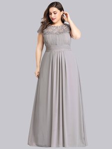 Grey Bridesmaids Dresses: Shirley Lacey Neckline Bridesmaids Dress