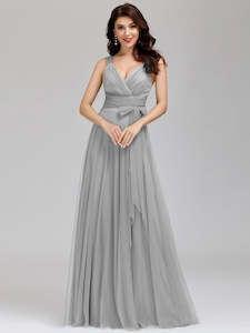 Grey Bridesmaids Dresses: Nikki Sleeveless Tulle Bridesmaid Dress