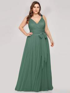Plus Size Dresses Dark Green: Nikki Sleeveless Tulle Bridesmaid Dress