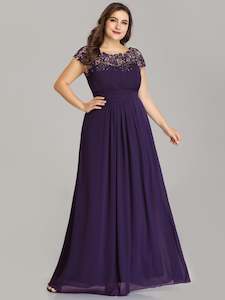 Plus Size Dresses Purple: Shirley Lacey Neckline Bridesmaids Dress