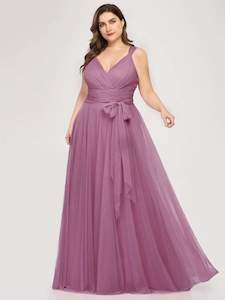 Plus Size Dresses Purple: Nikki Sleeveless Tulle Bridesmaid Dress