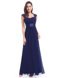 Bridesmaids Dresses Navy Blue: Sheer Sleeve Bridesmaids Dress