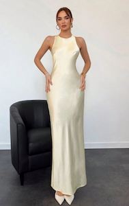 Ball Dresses: Grace Satin Backless Twist-Knot Dress