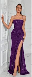 Ball Dresses: Charlie Sequin Cross Straps Backless dress