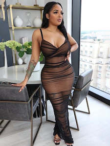 Party Dresses: Euro Slip v Neck Sexy Maxi Dress